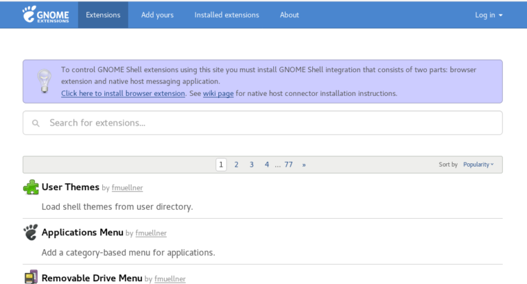 Instalar complemento para administrar extensiones de Gnome Shell en Fedora 28